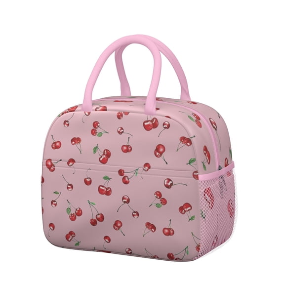 Lunch Bag Lunch Box for Women Reusable Insulated Lunch Bags,Water-Resistant Cherry Pattern Cooler Lunch Tote Bag, Large Capacity for Work Travel Picnic