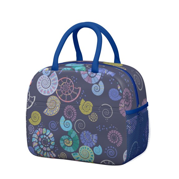 Lunch Bag Lunch Box for Women Reusable Insulated Lunch Bags,Water-Resistant Colorful Ammonites Sea Shells Cooler Lunch Tote Bag, Large Capacity for Work Travel Picnic
