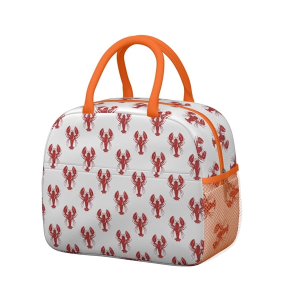 Lunch Bag Lunch Box for Women Reusable Insulated Lunch Bags,Water-Resistant Cray Crazy Red Lobster Crayfish Pattern Cooler Lunch Tote Bag, Large Capacity for Work Travel Picnic