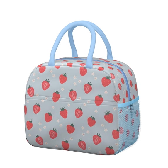 Lunch Bag Lunch Box for Women Reusable Insulated Lunch Bags,Water-Resistant Fruits Strawberry Pattern Cooler Lunch Tote Bag, Large Capacity for Work Travel Picnic