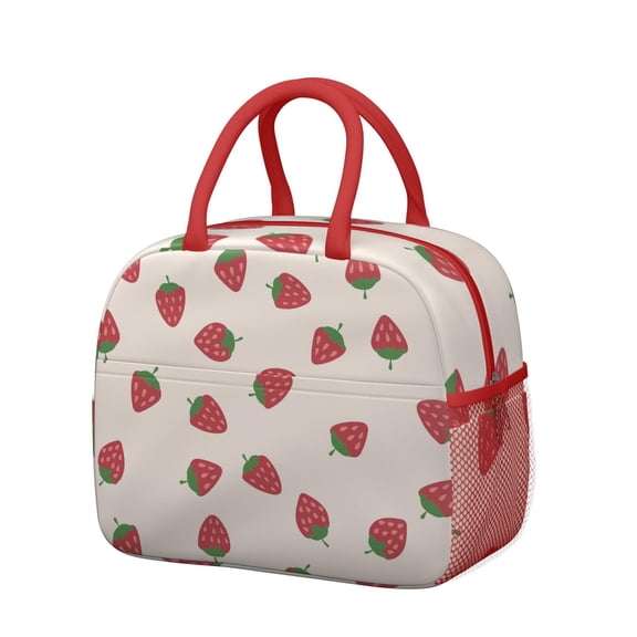 Lunch Bag Lunch Box for Women Reusable Insulated Lunch Bags,Water-Resistant Fruits Strawberry Pattern Cooler Lunch Tote Bag, Large Capacity for Work Travel Picnic