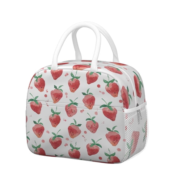 Lunch Bag Lunch Box for Women Reusable Insulated Lunch Bags,Water-Resistant Fruits Strawberry Pattern Cooler Lunch Tote Bag, Large Capacity for Work Travel Picnic