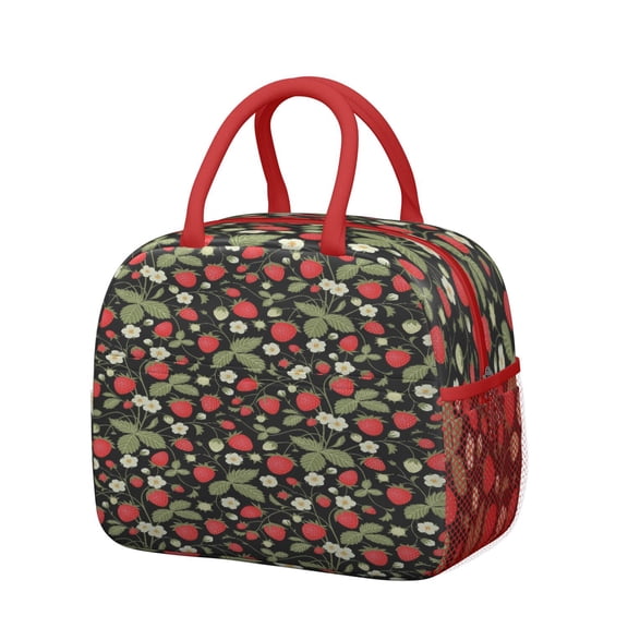 Lunch Bag Lunch Box for Women Reusable Insulated Lunch Bags,Water-Resistant Fruits Strawberry Pattern Cooler Lunch Tote Bag, Large Capacity for Work Travel Picnic