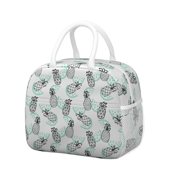 Lunch Bag Lunch Box for Women Reusable Insulated Lunch Bags,Water-Resistant Hawaiian Pineapple Illustration Cooler Lunch Tote Bag, Large Capacity for Work Travel Picnic