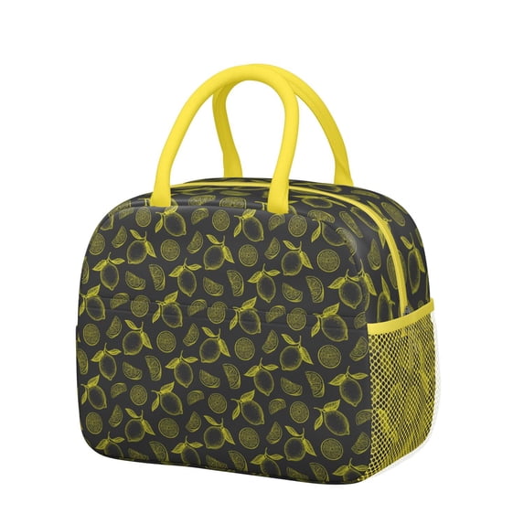 Lunch Bag Lunch Box for Women Reusable Insulated Lunch Bags,Water-Resistant Lemon Tropical Fruit Cooler Lunch Tote Bag, Large Capacity for Work Travel Picnic