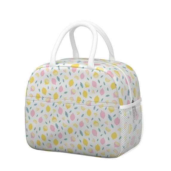 Lunch Bag Lunch Box for Women Reusable Insulated Lunch Bags,Water-Resistant Lemon Tropical Fruit Slice Colorful Cooler Lunch Tote Bag, Large Capacity for Work Travel Picnic