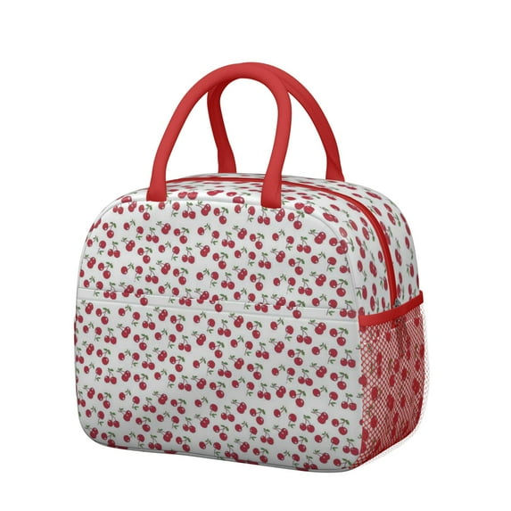 Lunch Bag Lunch Box for Women Reusable Insulated Lunch Bags,Water-Resistant Love Cherries Red Sweet Fruit Cooler Lunch Tote Bag, Large Capacity for Work Travel Picnic