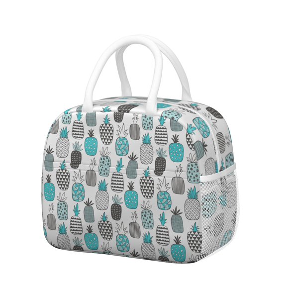 Lunch Bag Lunch Box for Women Reusable Insulated Lunch Bags,Water-Resistant Pineapple Pattern Cooler Lunch Tote Bag, Large Capacity for Work Travel Picnic