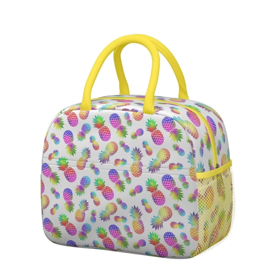 Lunch Bag Lunch Box for Women Reusable Insulated Lunch Bags,Water-Resistant Pineapple Pattern Cooler Lunch Tote Bag, Large Capacity for Work Travel Picnic