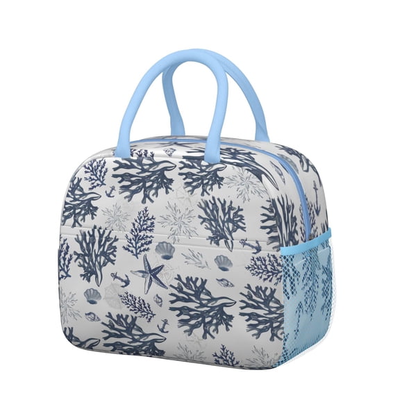 Lunch Bag Lunch Box for Women Reusable Insulated Lunch Bags,Water-Resistant Seashell Pattern Cooler Lunch Tote Bag, Large Capacity for Work Travel Picnic