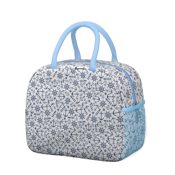 Lunch Bag Lunch Box for Women Reusable Insulated Lunch Bags,Water-Resistant Small Anchor Lighthouse Print Cooler Lunch Tote Bag, Large Capacity for Work Travel Picnic