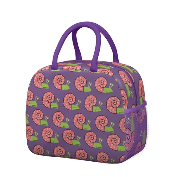 Lunch Bag Lunch Box for Women Reusable Insulated Lunch Bags,Water-Resistant Snail Shell with Pink on Purple Background Cooler Lunch Tote Bag, Large Capacity for Work Travel Picnic