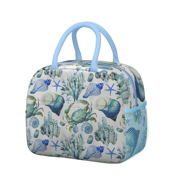 Lunch Bag Lunch Box for Women Reusable Insulated Lunch Bags,Water-Resistant Starfish Seashell Beach Themed (4) Cooler Lunch Tote Bag, Large Capacity for Work Travel Picnic