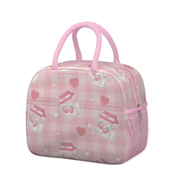 Lunch Bag Lunch Box for Women Reusable Insulated Lunch Bags,Water-Resistant Strawberry Pattern Cooler Lunch Tote Bag, Large Capacity for Work Travel Picnic