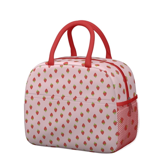 Lunch Bag Lunch Box for Women Reusable Insulated Lunch Bags,Water-Resistant Strawberry Pattern Cooler Lunch Tote Bag, Large Capacity for Work Travel Picnic