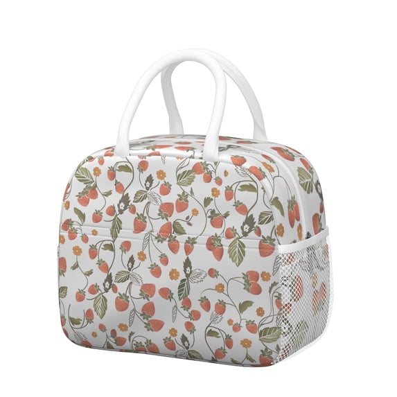 Lunch Bag Lunch Box for Women Reusable Insulated Lunch Bags,Water-Resistant Strawberry Pattern Cooler Lunch Tote Bag, Large Capacity for Work Travel Picnic
