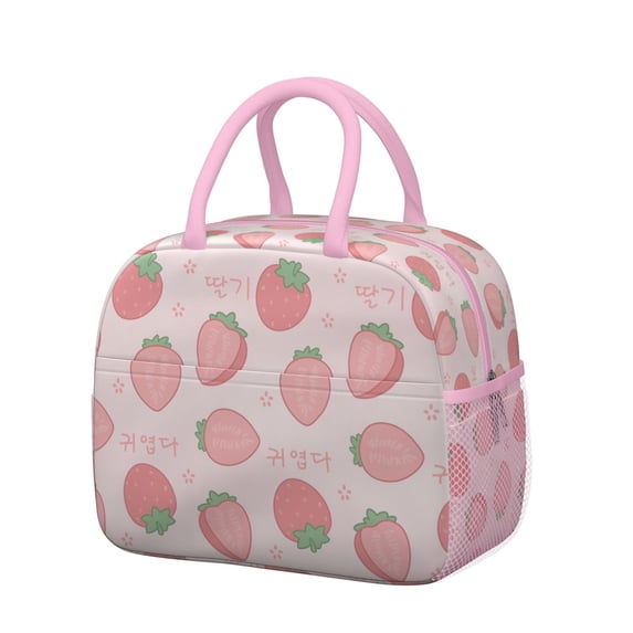 Lunch Bag Lunch Box for Women Reusable Insulated Lunch Bags,Water-Resistant Strawberry Pattern Cooler Lunch Tote Bag, Large Capacity for Work Travel Picnic