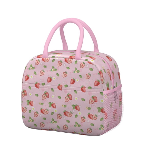 Lunch Bag Lunch Box for Women Reusable Insulated Lunch Bags,Water-Resistant Strawberry Pattern Cooler Lunch Tote Bag, Large Capacity for Work Travel Picnic