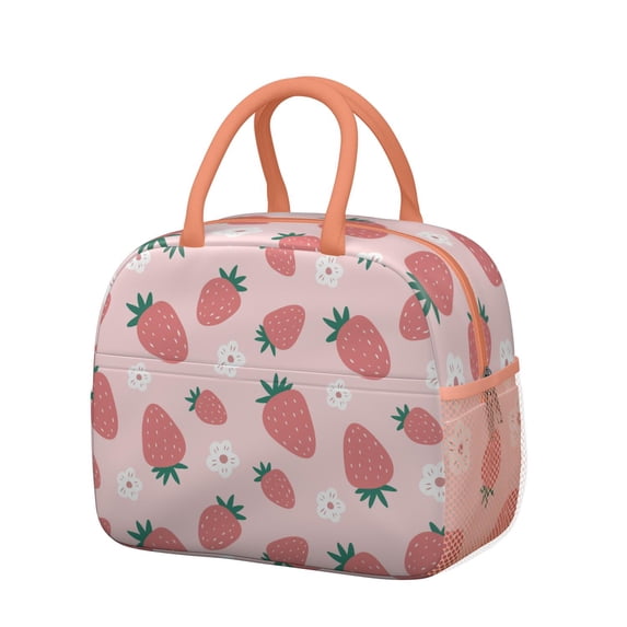 Lunch Bag Lunch Box for Women Reusable Insulated Lunch Bags,Water-Resistant Strawberry Pattern Cooler Lunch Tote Bag, Large Capacity for Work Travel Picnic