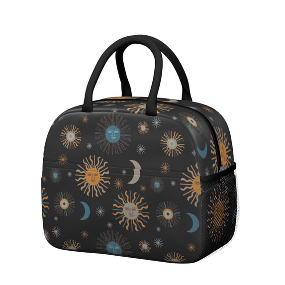 Lunch Bag Lunch Box for Women Reusable Insulated Lunch Bags,Water-Resistant Sun and Moon Pattern Cooler Lunch Tote Bag, Large Capacity for Work Travel Picnic