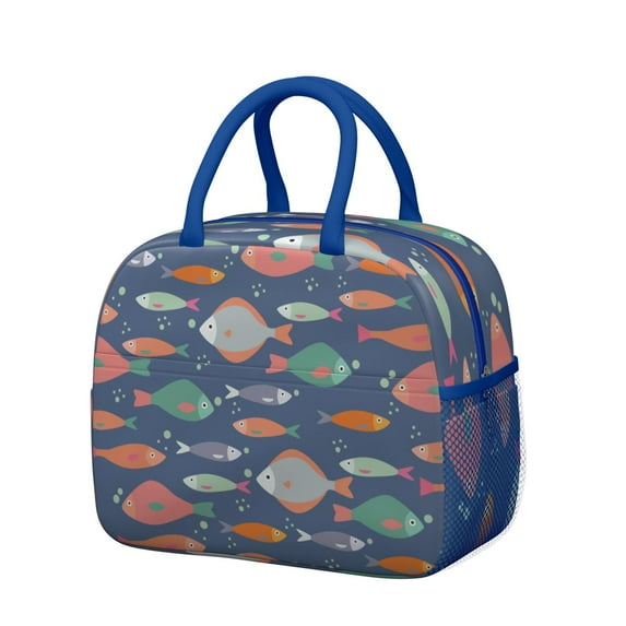 Lunch Bag Lunch Box for Women Reusable Insulated Lunch Bags,Water-Resistant Tropical Fishes Pattern-01 Cooler Lunch Tote Bag, Large Capacity for Work Travel Picnic