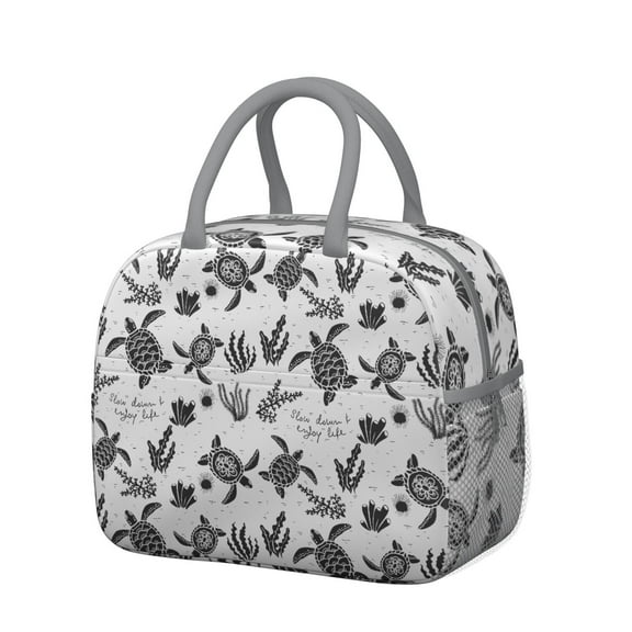 Lunch Bag Lunch Box for Women Reusable Insulated Lunch Bags,Water-Resistant Turtle Slow Down and Enjoy Life Cooler Lunch Tote Bag, Large Capacity for Work Travel Picnic