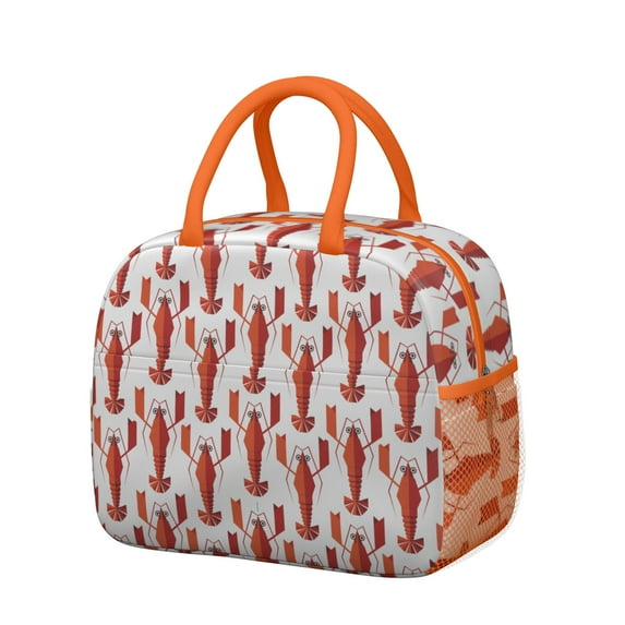 Lunch Bag Lunch Box for Women Reusable Insulated Lunch Bags,Water-Resistant Vintage Geometric Lobsters Funny Cooler Lunch Tote Bag, Large Capacity for Work Travel Picnic