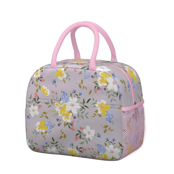 Lunch Bag Lunch Box for Women Reusable Insulated Lunch Cooler Bags,Large Capacity for Work Travel Picnic,Water-Resistant Pioneer Colorful Floral Lunch Tote Bag Gifts for Woman Mom Pink