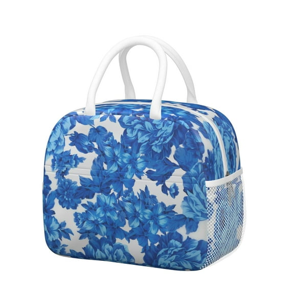 Lunch Bag Lunch Box for Women Reusable Insulated Lunch Cooler Bags,Large Capacity for Work Travel Picnic,Water-Resistant Pioneer Colorful Floral Lunch Tote Bag Gifts for Woman Mom White