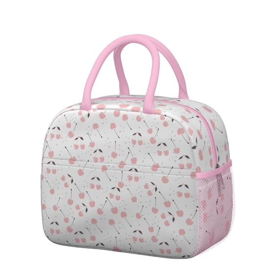 Lunch Bag Lunch Box for Women Reusable Insulated Lunch Bags,Water-Resistant Cherry Pink Cooler Lunch Tote Bag, Large Capacity for Work Travel Picnic