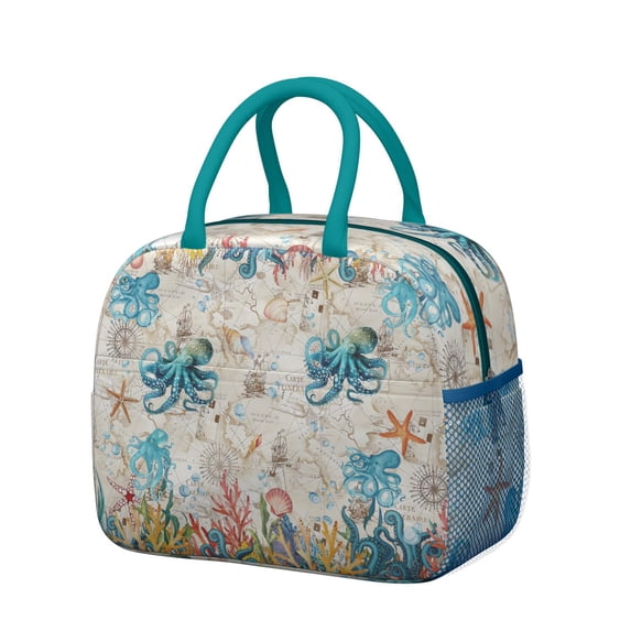 Lunch Bag Lunch Box for Women Reusable Insulated Lunch Bags,Water-Resistant Cute Octopus Cooler Lunch Tote Bag, Large Capacity for Work Travel Picnic