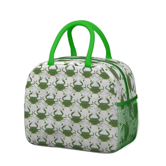 Lunch Bag Lunch Box for Women Reusable Insulated Lunch Bags,Water-Resistant Green Crab Cooler Lunch Tote Bag, Large Capacity for Work Travel Picnic