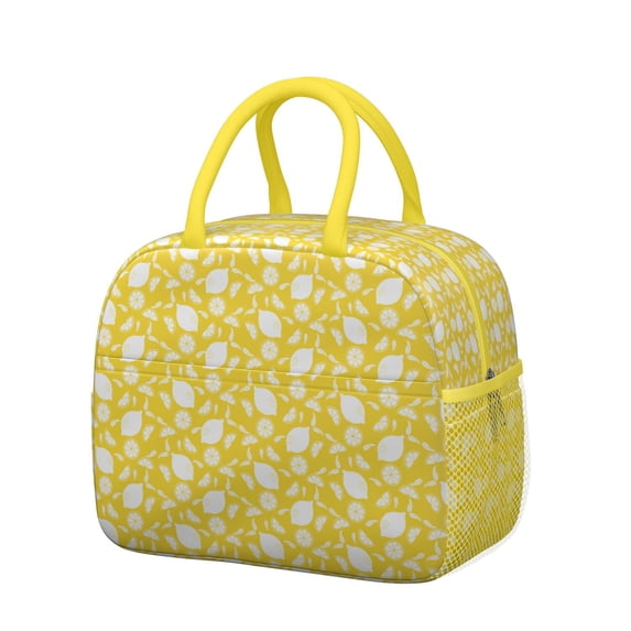 Lunch Bag Lunch Box for Women Reusable Insulated Lunch Bags,Water-Resistant Lemon Print Cooler Lunch Tote Bag, Large Capacity for Work Travel Picnic