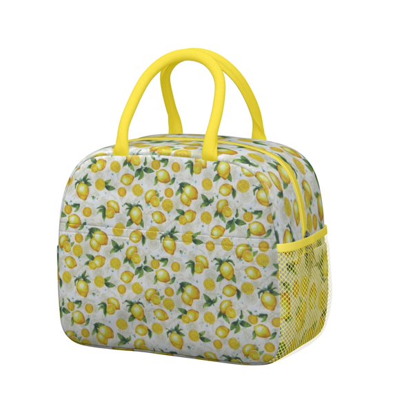 Lunch Bag Lunch Box for Women Reusable Insulated Lunch Bags,Water-Resistant Lemon Yellow Cooler Lunch Tote Bag, Large Capacity for Work Travel Picnic