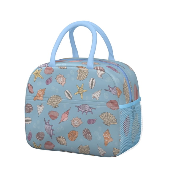 Lunch Bag Lunch Box for Women Reusable Insulated Lunch Bags,Water-Resistant Seashells Cooler Lunch Tote Bag, Large Capacity for Work Travel Picnic