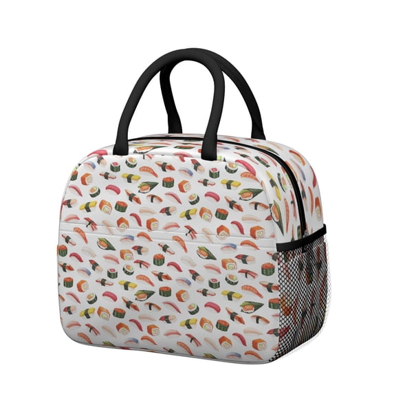Lunch Bag Lunch Box for Women Reusable Insulated Lunch Bags,Water-Resistant Sushi Print Cooler Lunch Tote Bag, Large Capacity for Work Travel Picnic