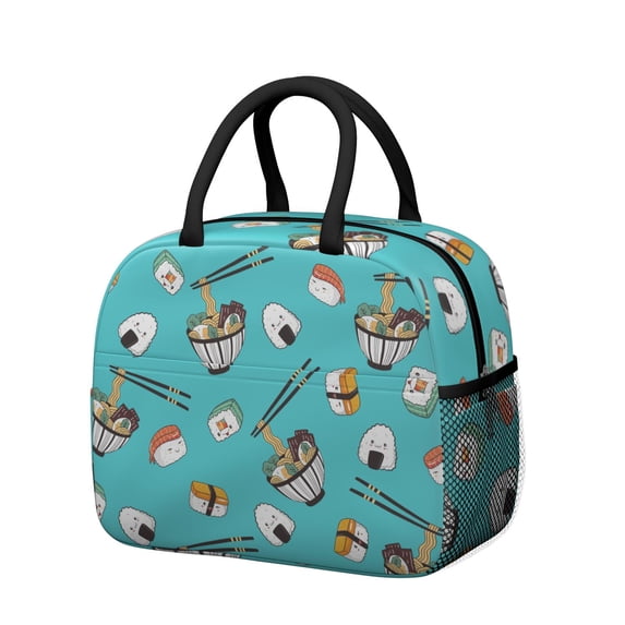 Lunch Bag Lunch Box for Women Reusable Insulated Lunch Bags,Water-Resistant Sushi Print Cooler Lunch Tote Bag, Large Capacity for Work Travel Picnic