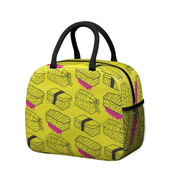 Lunch Bag Lunch Box for Women Reusable Insulated Lunch Bags,Water-Resistant Sushi Print Cooler Lunch Tote Bag, Large Capacity for Work Travel Picnic