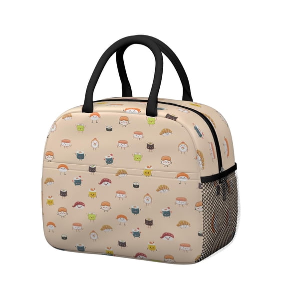 Lunch Bag Lunch Box for Women Reusable Insulated Lunch Bags,Water-Resistant Sushi Print Cooler Lunch Tote Bag, Large Capacity for Work Travel Picnic