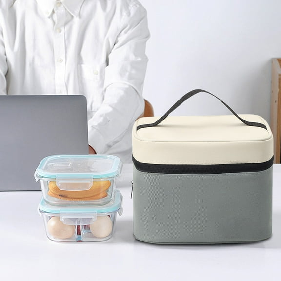 Lunch Bag for Men and Women,Waterproof Double Layer Design Lunch Storage Bag,Small Square Lunch Bag with Zipper, Reusable Lunch Box for Office,Picnic,7x 7x 1.2 inch