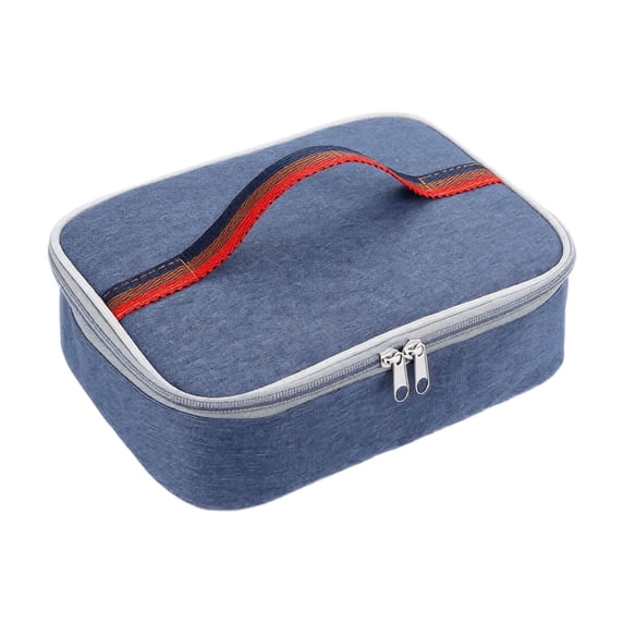 Lunch Bag, Oxford Fabric Insulated Thermal Cooler Portable Handheld Bento Box Container for Work Travel Picnic Outdoor Activities Lightweight Durable Meal Tote 2.7x9.45x12.2in Blue