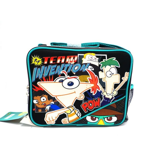 Lunch Bag - Phineas and Ferb - Black Pow Kit Case New 620363