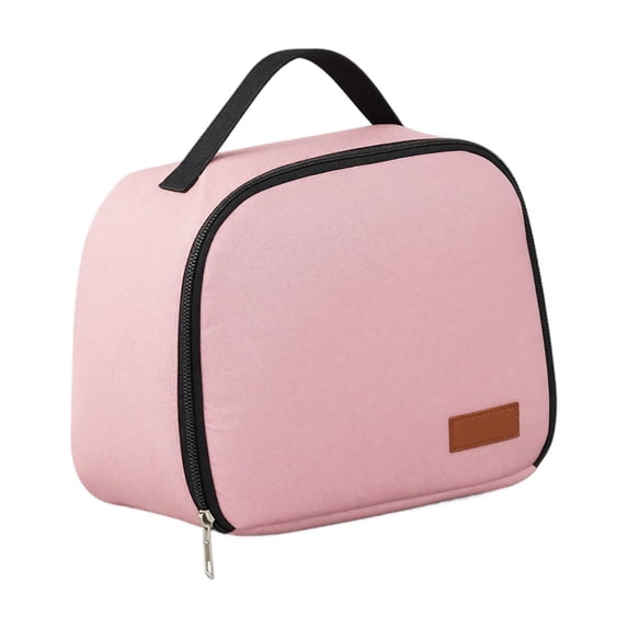 Lunch Bag, Plain Color Zippered Handheld Insulated Thermal Cooler D Style Bento Box for Work Office Picnic Travel Outdoor Lightweight Durable Food Container 5.91x9.84x7.48in Pink