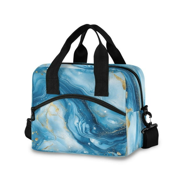 Lunch Bag Portable Crossbody Meal Bag Cooler Bag Insulated Lunch Bag Food Bag Handheld & Crossbody Design Beautiful Blue Marble