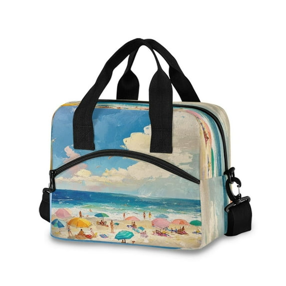 Lunch Bag Portable Crossbody Meal Bag Cooler Bag Insulated Lunch Bag Food Bag Handheld & Crossbody Design Beautiful Cartoon Sea