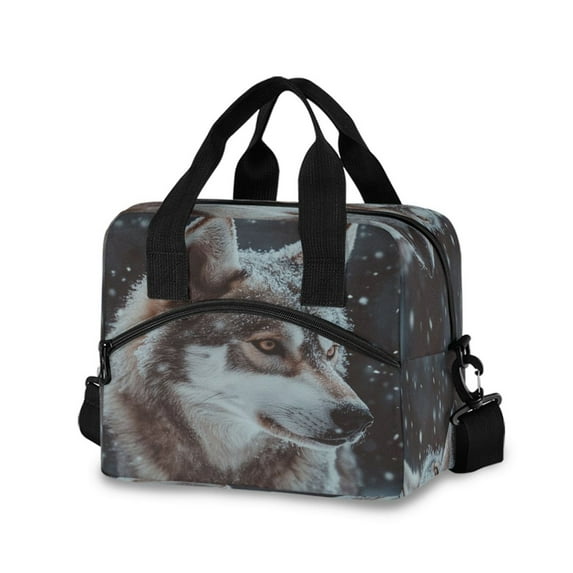 Lunch Bag Portable Crossbody Meal Bag Cooler Bag Insulated Lunch Bag Food Bag Handheld & Crossbody Design Beautiful Wolf