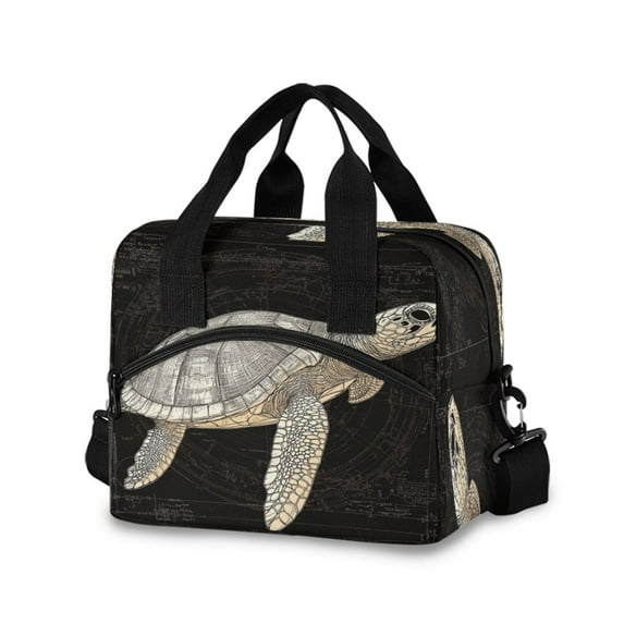Lunch Bag Portable Crossbody Meal Bag Cooler Bag Insulated Lunch Bag Food Bag Handheld & Crossbody Design Big Gray Turtle