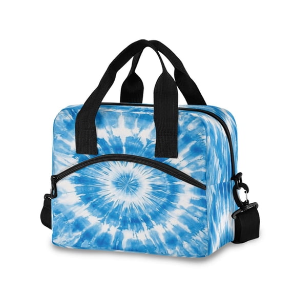Lunch Bag Portable Crossbody Meal Bag Cooler Bag Insulated Lunch Bag Food Bag Handheld & Crossbody Design Blue Tie Dye