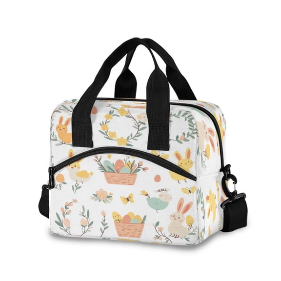 Lunch Bag Portable Crossbody Meal Bag Cooler Bag Insulated Lunch Bag Food Bag Handheld & Crossbody Design Cartoon Easter Elements