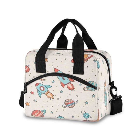 Lunch Bag Portable Crossbody Meal Bag Cooler Bag Insulated Lunch Bag Food Bag Handheld & Crossbody Design Cartoon Rocket